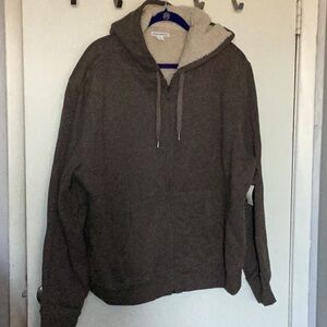 Amazon Essentials Sherpa Lined Brown Full Zip Hoodie Sweatshirt